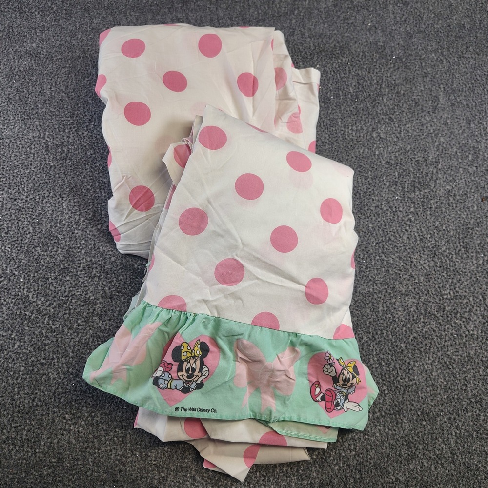 Disney Minnie Mouse Bedding Kids Twin Polka Dot Vintage Ruffle Sheets Bed Skirt